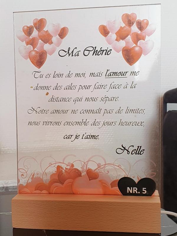 Carte A5 personalisée sur verre Acrylique - Lampe de chevet avec message personalisé - Motif 5  